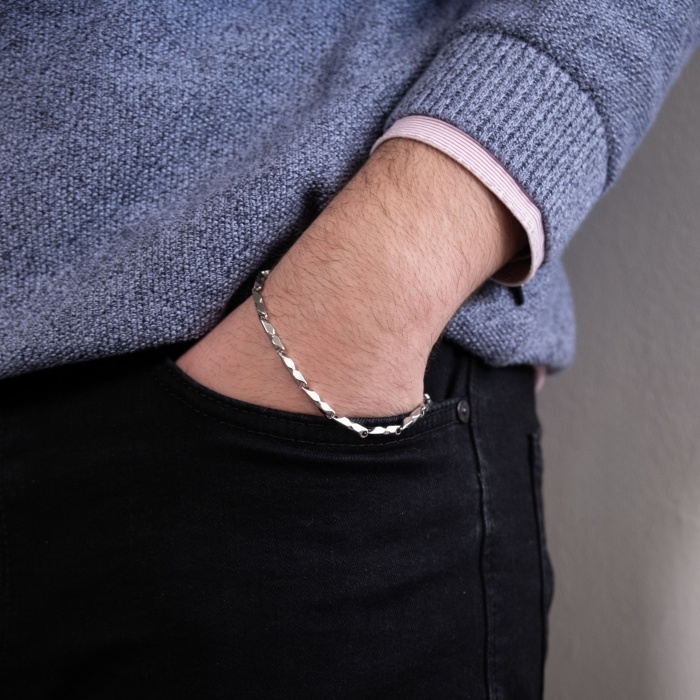 Kare Model Çelik Erkek Bilekliği EBLK-508