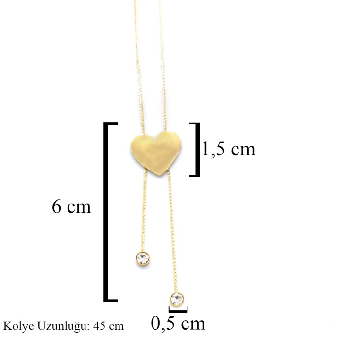 FerizZ Altın Kaplama Zirkon Taşlı Kalp Model Kadın Kolye KLY-575