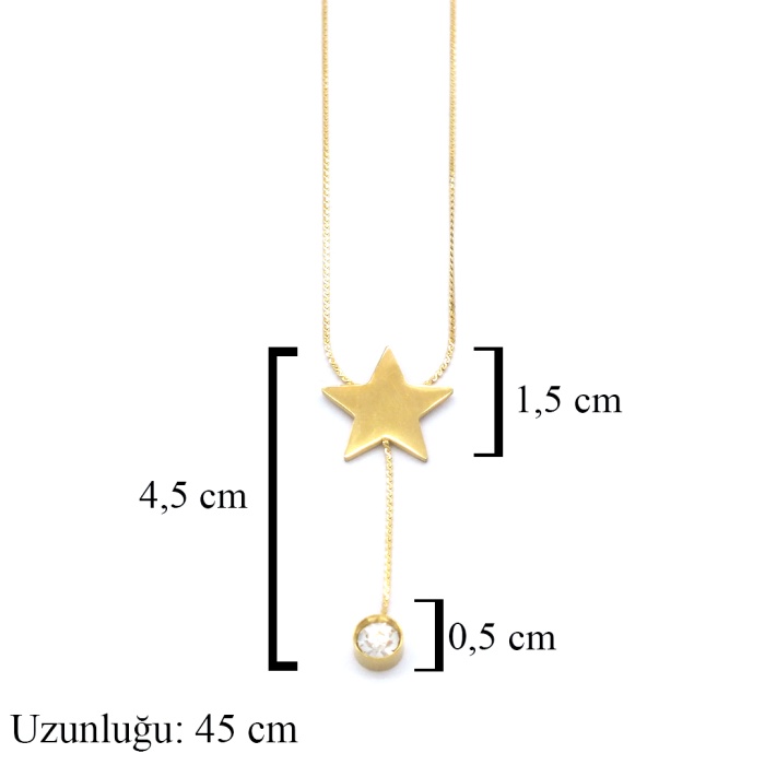 FerizZ Altın Kaplama Zirkon Taşlı Yıldız Model Kadın Kolye KLY-576
