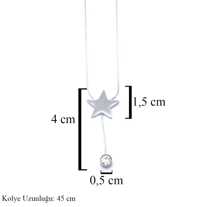 FerizZ 316L Çelik Zirkon Taşlı Yıldız Model Kadın Kolye KLY-577