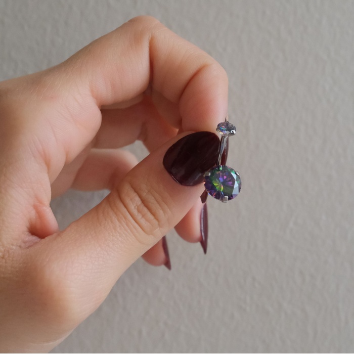 316L Çelik Mor Zirkon Taşlı Piercing PRC-206