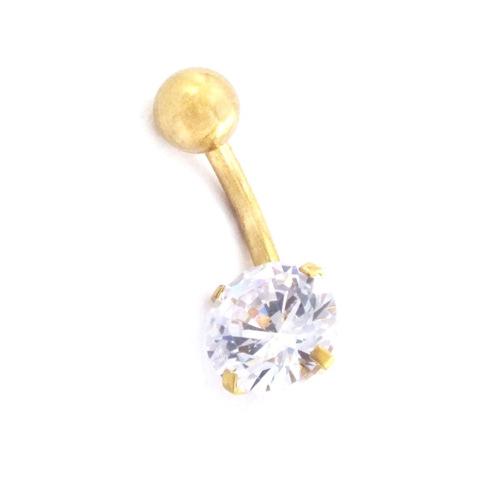 Altın Kaplama Beyaz Zirkon Taşlı Piercing  PRC-211