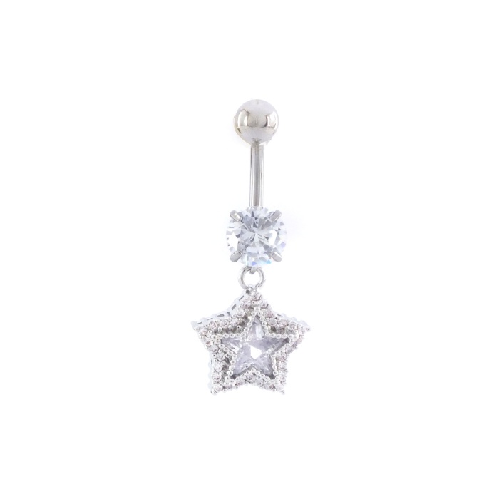 316L Çelik Yıldız Model Zirkon Taşlı Piercing  PRC-224
