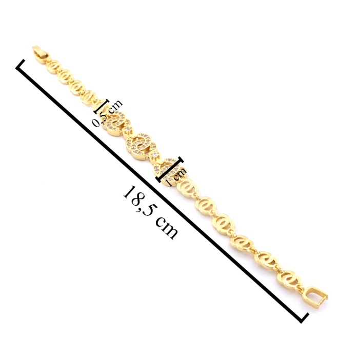 Altın Kaplama Taşlı Halkalı Kadın Bileklik BLK-1035