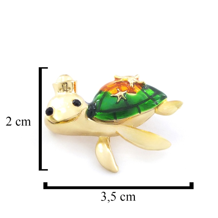 FerizZ Altın Kaplama Kaplumbağa Model Kadın Broş BR-106