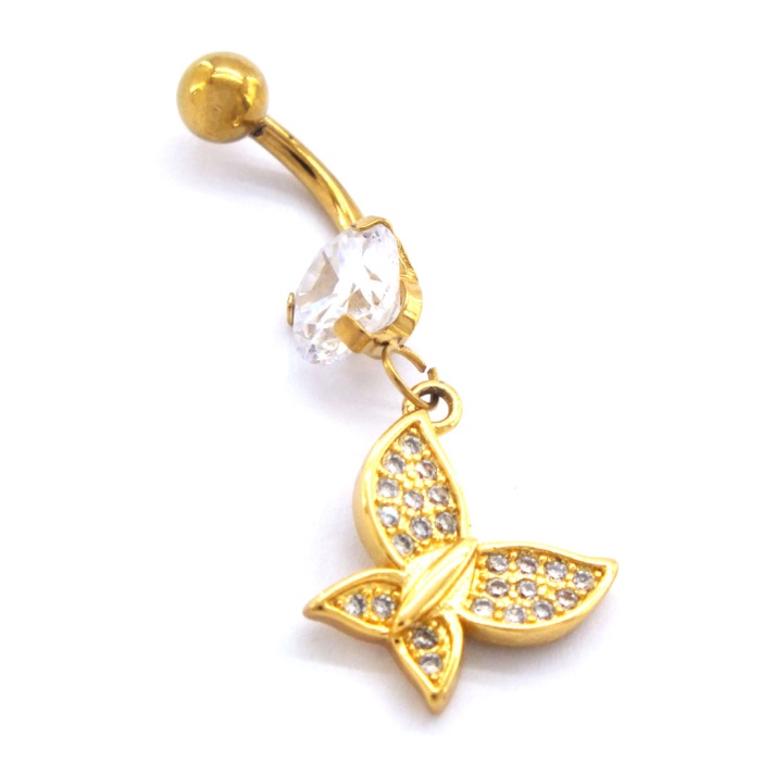 Altın Kaplama Zirkon Taşlı Kelebekli Piercing PRC-109