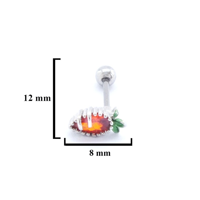 316L Çelik Zirkon Taşlı Havuç Şekilli Piercing PRC-174