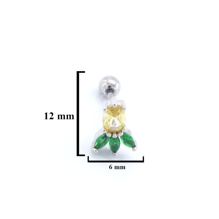 316L Çelik Zirkon Taşlı Ananas Şekilli Piercing PRC-169