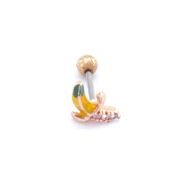 316L Çelik Zirkon Taşlı Rose Muz Piercing PRC-160