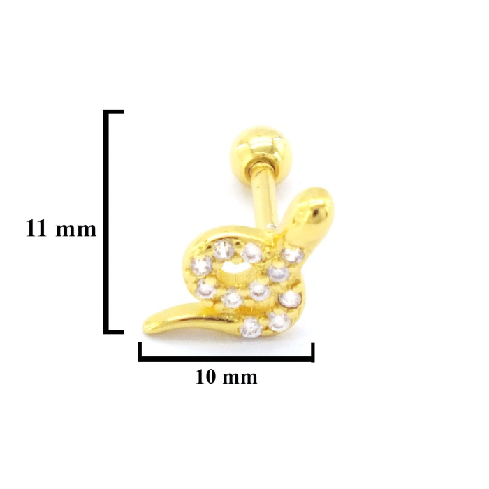 Altın Kaplama Zirkon Taşlı Yılan Piercing PRC-154