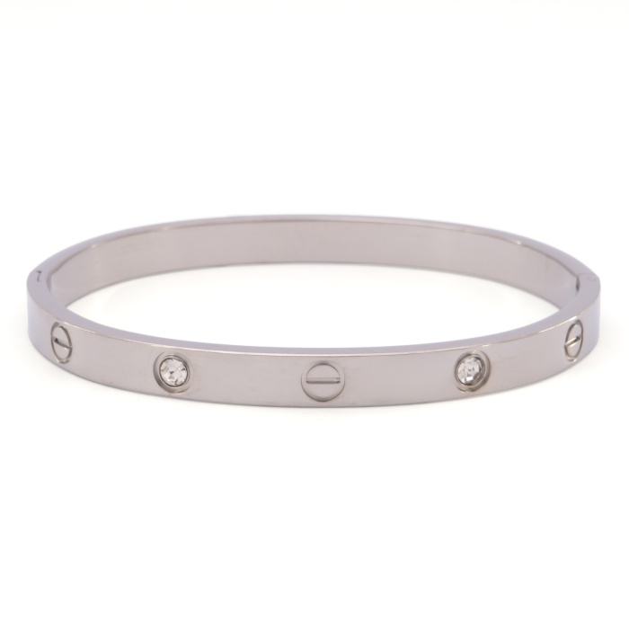 Çelik Kelepçe Bileklik Love Taşlı Model BLZ-494