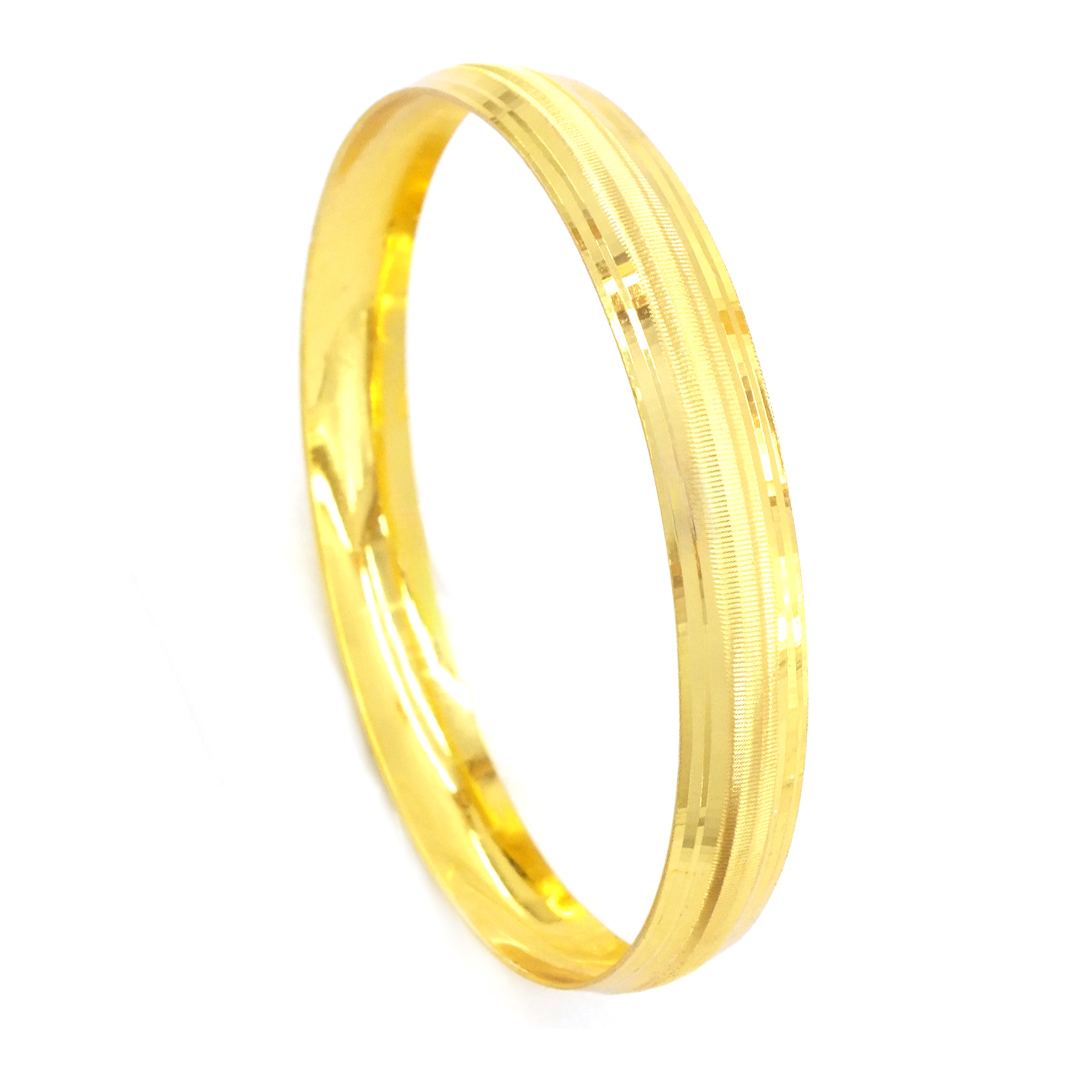 Altın Kaplama Dik Çizgili Bilezik 0.8 cm BLZ-3052