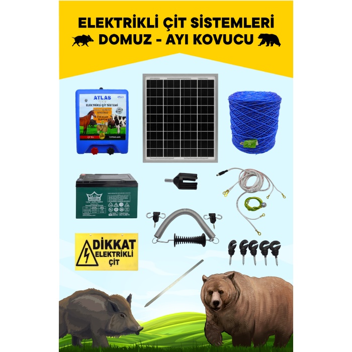 ATLAS ELEKTRİKLİ ÇİT 5 YIL GARANTİ 1500MT SET ÖMÜRLÜK ÜRÜN NO3