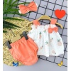 3-6-9-12 Ay Bandajlı Ve Kilotlu Ananas Desenli Askılı 3lü Kız Bebek Elbisesi