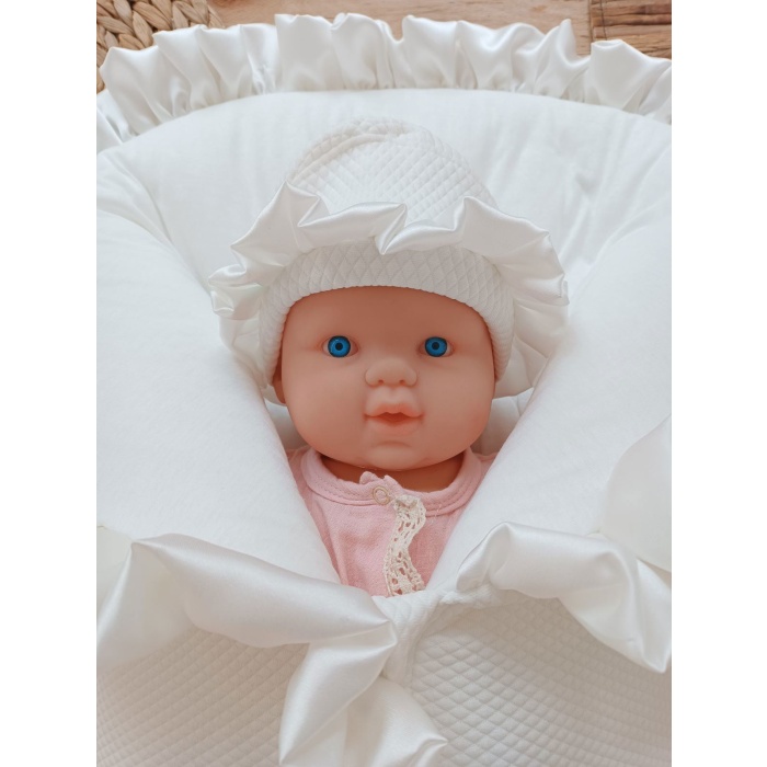 Yenidoğan Ultralüks Fermuarlı ve Cepli Lucky Baby Nakışlı Bebek Battaniyesi Kundak