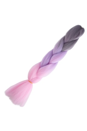 Afrika Örgülük Ombreli Sentetik Saç 100 Gr. - Soft Gri / Lila / Pembe