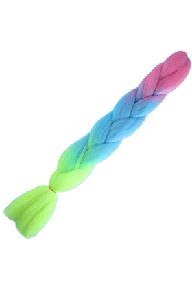 Afrika Örgülük Ombreli Sentetik Saç 100 Gr. - Pembe / Açık Mavi / Neon Sarı