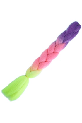 Afrika Örgülük Ombreli Sentetik Saç 100 Gr. - Mor / Açık Pembe / Neon Sarı