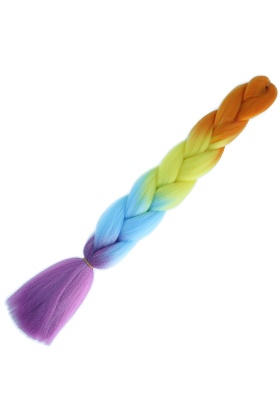 Afrika Örgülük Ombreli Sentetik Saç 100 Gr. - Turuncu / Sarı / Açık Mavi / Mor