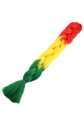 Afrika Örgüsü Ve Rasta İçin Sentetik Ombreli Saç - Turuncu / Sarı / Yeşil