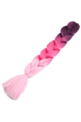 Afrika Örgüsü Ve Rasta İçin Sentetik Ombreli Saç - Koyu Pembe / Pembe / Açık Pembe