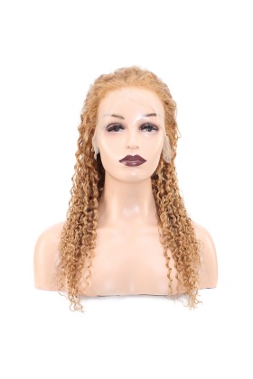 Afro Dalga Front Lace Gerçek Tül Peruk - Altın Karamel - 60-65cm