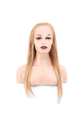Düz Front Lace Gerçek Tül Peruk - Altın Karamel - 60-65cm