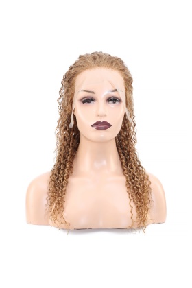 Afro Dalga Front Lace Gerçek Tül Peruk - Sıcak Karamel - 60-65cm