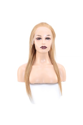 Düz Front Lace Gerçek Tül Peruk - Sıcak Karamel - 60-65cm
