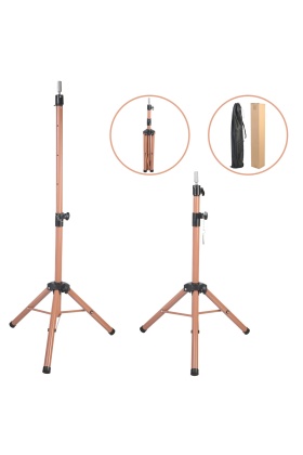 Kuaför Eğitim Mankeni İçin Metal Tripod - Sütlü Kahve + Taşıma Çantası