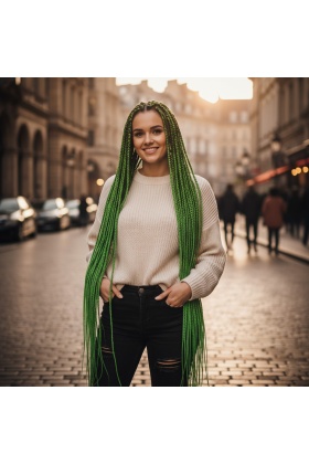 Afrika Örgüsü Ve Rasta İçin Sentetik Saç - Yeşil