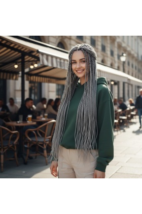 Afrika Örgüsü Ve Rasta İçin Sentetik Saç - Orta Ton Gri