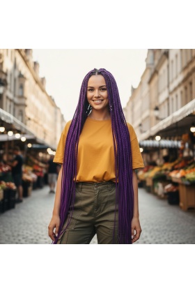 Afrika Örgüsü Ve Rasta İçin Sentetik Saç - Küllü Mor