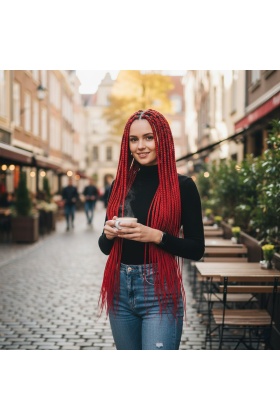 Afrika Örgüsü Ve Rasta İçin Sentetik Saç - Kırmızı