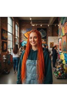 Afrika Örgüsü Ve Rasta İçin Sentetik Saç - Turuncu