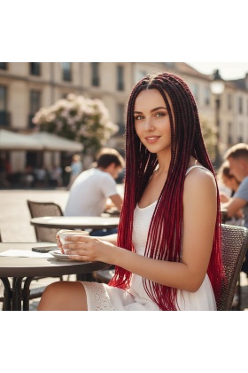 Afrika Örgüsü Ve Rasta İçin Sentetik Ombreli Saç - Siyah / Kızıl