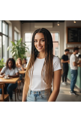 Afrika Örgüsü Ve Rasta İçin Sentetik Ombreli Saç - Siyah / Karamel
