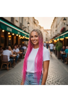 Afrika Örgüsü Ve Rasta İçin Sentetik Ombreli Saç - Platin / Pembe