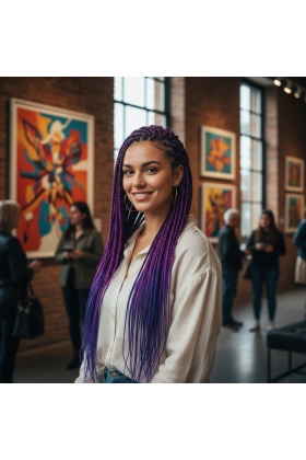 Afrika Örgüsü Ve Rasta İçin Sentetik Ombreli Saç - Açık Mor / Koyu Mor