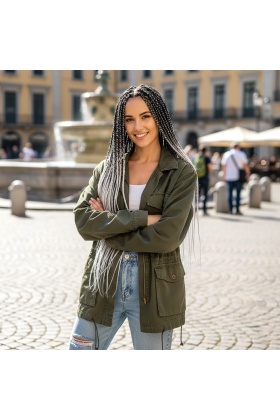 Afrika Örgüsü Ve Rasta İçin Sentetik Ombreli Saç - Siyah / Beyaz