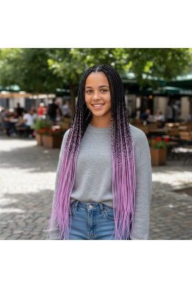 Afrika Örgüsü Ve Rasta İçin Sentetik Ombreli Saç - Siyah / Lila