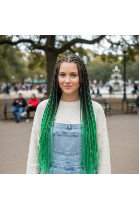 Afrika Örgüsü Ve Rasta İçin Sentetik Ombreli Saç - Siyah / Zümrüt Yeşili