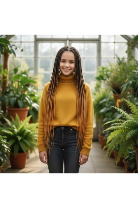 Afrika Örgüsü Ve Rasta İçin Sentetik Ombreli Saç - Siyah / Hardal Sarı