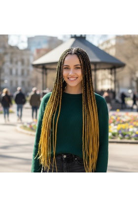 Afrika Örgüsü Ve Rasta İçin Sentetik Ombreli Saç - Siyah / Gold Sarı