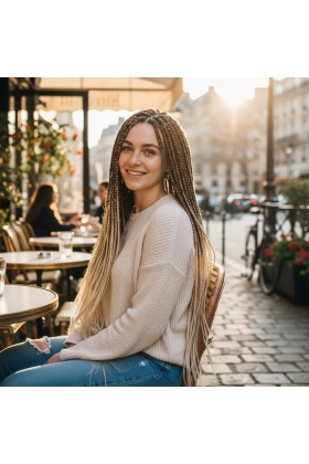 Afrika Örgüsü Ve Rasta İçin Sentetik Ombreli Saç - Kahve / Platin