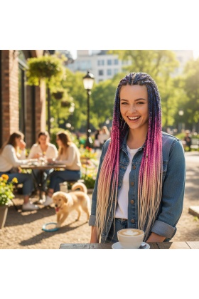 Afrika Örgüsü Ve Rasta İçin Sentetik Ombreli Saç - Mavi / Lila / Platin