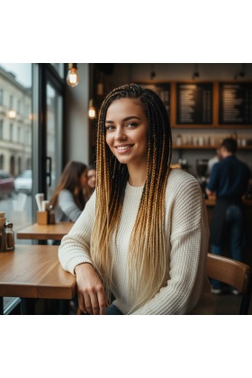 Afrika Örgüsü Ve Rasta İçin Sentetik Ombreli Saç - Siyah / Karamel / Platin