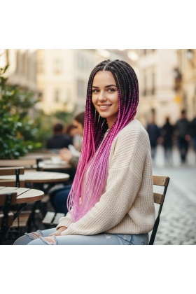Afrika Örgüsü Ve Rasta İçin Sentetik Ombreli Saç - Siyah / Açık Mor / Lila