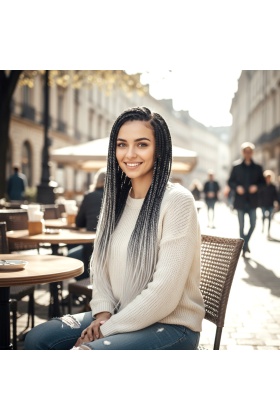 Afrika Örgüsü Ve Rasta İçin Sentetik Ombreli Saç - Siyah / Gri / Beyaz