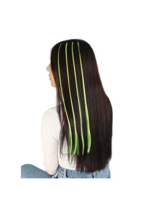 Renkli Sentetik Boncuk Kaynaklık Saç + Takım Aparatı - Neon Sarı - 10 Adet